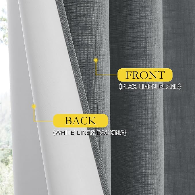 NICETOWN 100% Absolutely Blackout Linen Curtains - Image 5