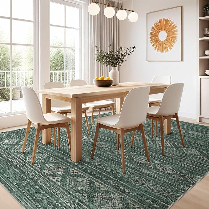 Nakagishi Green Rug Area Rugs 5x7: Washable Boho Large Neutral Modern Soft - Image 6