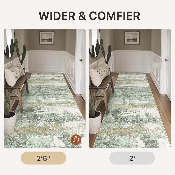 Runner Rug for Hallway Kitchen, Soft Modern Abstract Throw Rugs, Low Pile Floor - Image 4