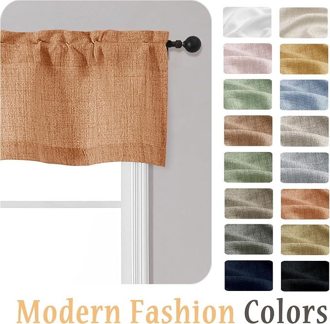 OWENIE Orange Valances for Windows 1 Pcs, Light Filtering Textured Farmhouse - Image 8