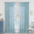 LAMIT Stone Blue Linen Curtains 90 Inch by LAMIT