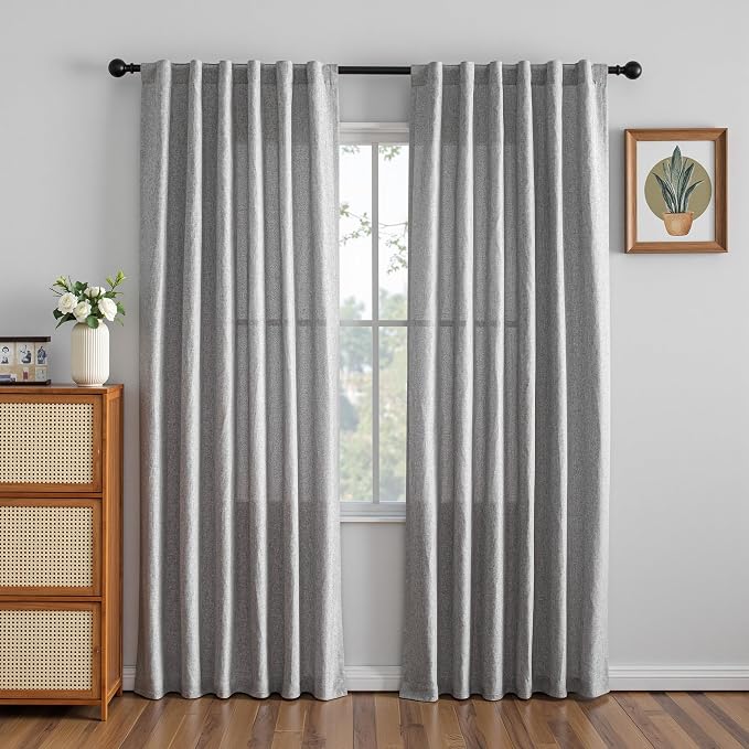 MYSKY HOME 95 Inch Sliding Door Curtains Farmhouse Light Filtering Privacy - Image 8