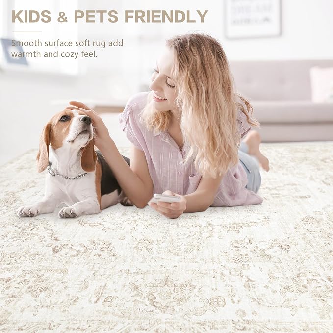 6x9 Area Rugs for Living Room: Washable Rug Vintage Large Rugs Soft Non Slip - Image 7
