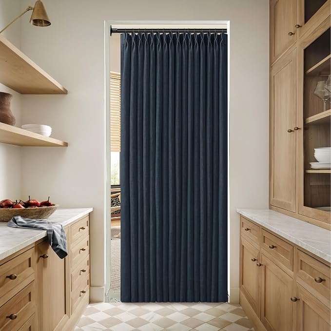Pinch Pleat Linen Dark Blue Linen Light Filtering Curtains 72 Inch 2 Panels | - Image 7