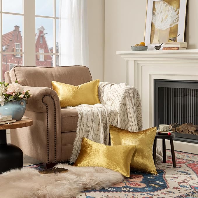 GIGIZAZA Gold Velvet Decorative Throw Pillow Covers - Image 6