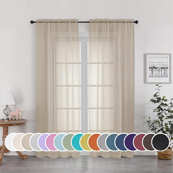 OWENIE Sheer Curtains 72 Inches Long by OWENIE