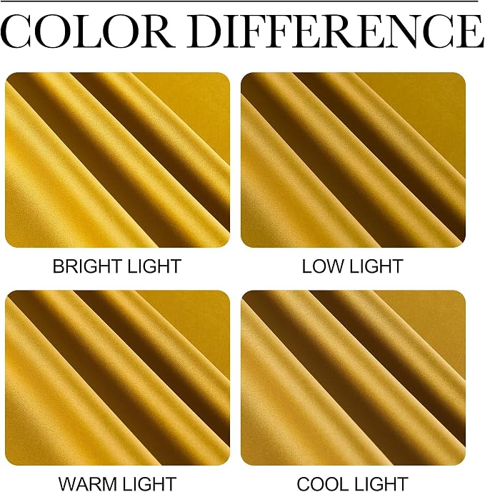 NICETOWN Room Darkening Gold Curtains 63 inch Length 2 Panels - Image 5