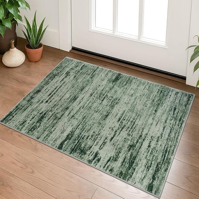 Lansny Modern Abstract Entryway Rug Indoor 2x3 Washable Rug Non-Slip Soft Small by lansny