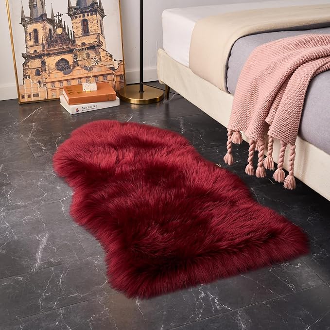 EasyJoy Ultra Soft Fluffy Shaggy Area Rug Faux Fur Rug Chair Cover Seat Pad - Image 3