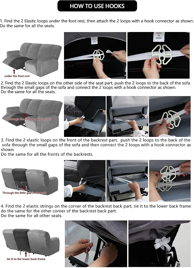 ULTICOR Reclining Love Seat Slipcover, 6-Piece Velvet Stretch Loveseat - Image 8