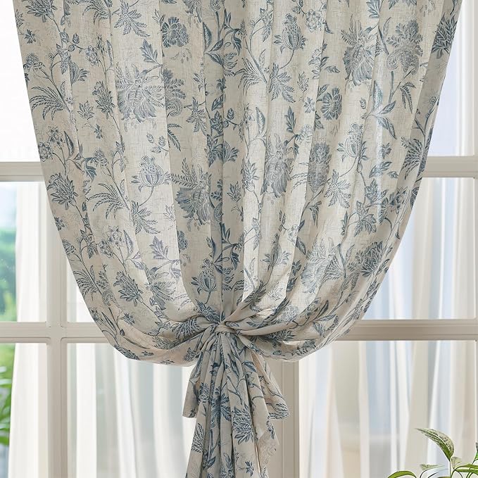 jinchan Linen Floral Curtains for Living Room - Image 6