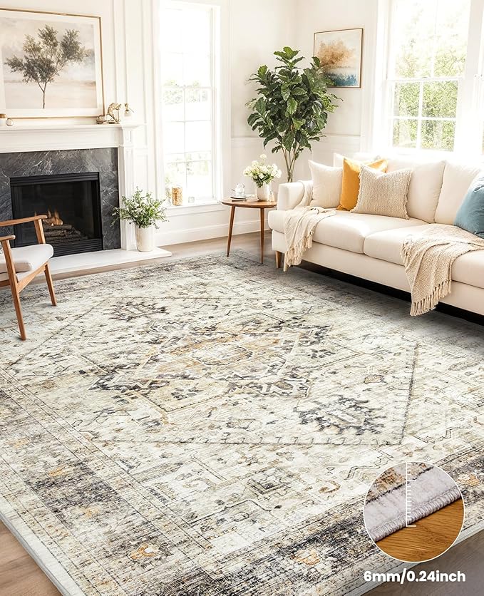 AMADA HOMEFURNISHING 8x10 Area Rugs, Low-Profile Large Washable Area Rug - Image 4