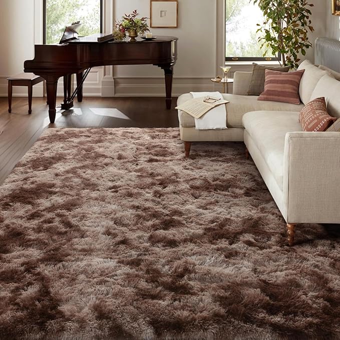 8x10 Ft Extra Large Shag Brown Area Rug - Image 2