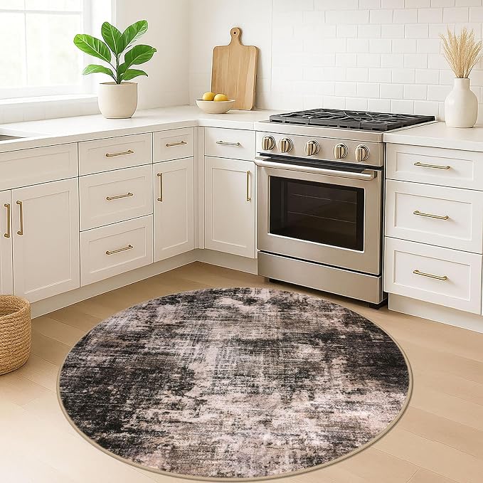 IOHOUZE Round Area Rug 5 Ft Circle Entryway Rugs Round Washable Door Mat Indoor - Image 2