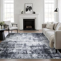 Area Rug Living Room: 5x5 Modern Washable Soft Carpet Dark Black | by FXRHLP