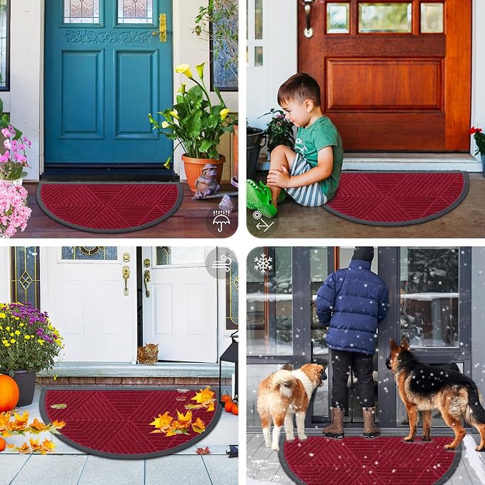 Smiry Half Circle Front Door Mat Outside Entrance, Heavy Duty Sturdy Natural - Image 7
