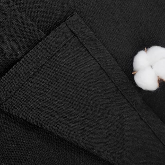 YoungsTex Short Black Linen Semi Sheer Curtains 45 Inch Length 2 Panels | Light - Image 7