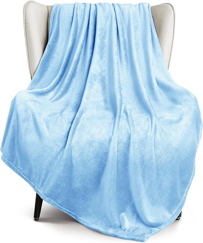 Exclusivo Mezcla Fleece Ice Blue Throw Blanket by ExclusivoMezcla