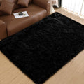 Goolela Black Area Rug 6x9 Fluffy Fuzzy Furry Shag Faux Sheepskin Fur Rug by Goolela