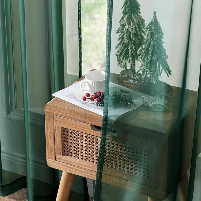 MIULEE 2 Panels Christmas Solid Color Sheer Window Curtains Elegant Window - Image 5