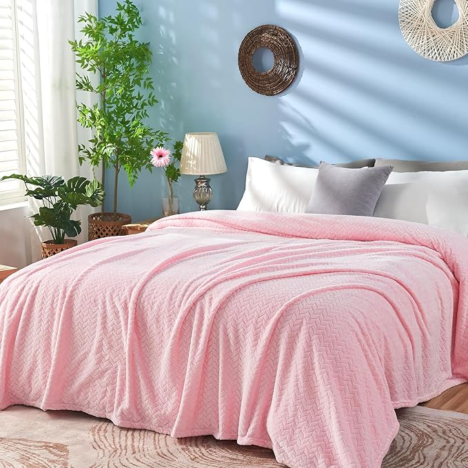 inhand Pink Fleece Twin Blanket, Super Soft Flannel Cozy Blankets - Image 4