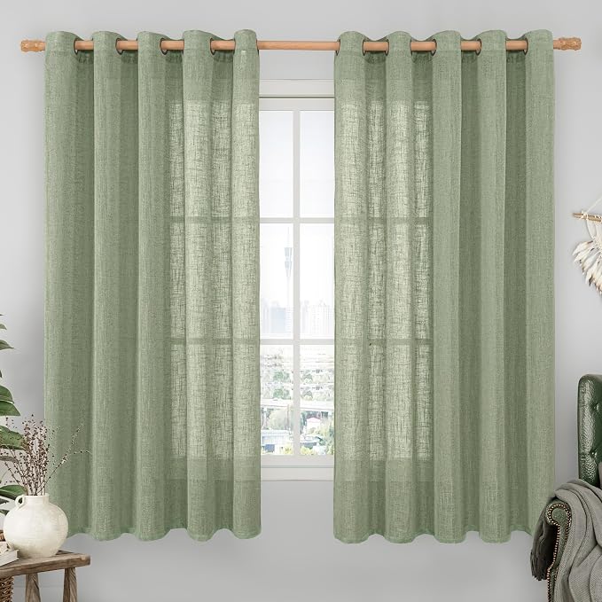 LAMIT Sheer Linen Curtains 63 inches Long by LAMIT