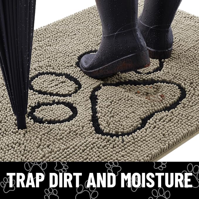 Smiry Dog Door Mat for Muddy Paws, Absorbent Dirt Trapper Non Slip Quick Dry - Image 2