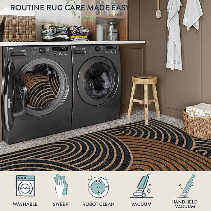 Lahome Enfys Modern Rainbow Easy Jute Carpet, Washable Rugs 5x7 - Image 3
