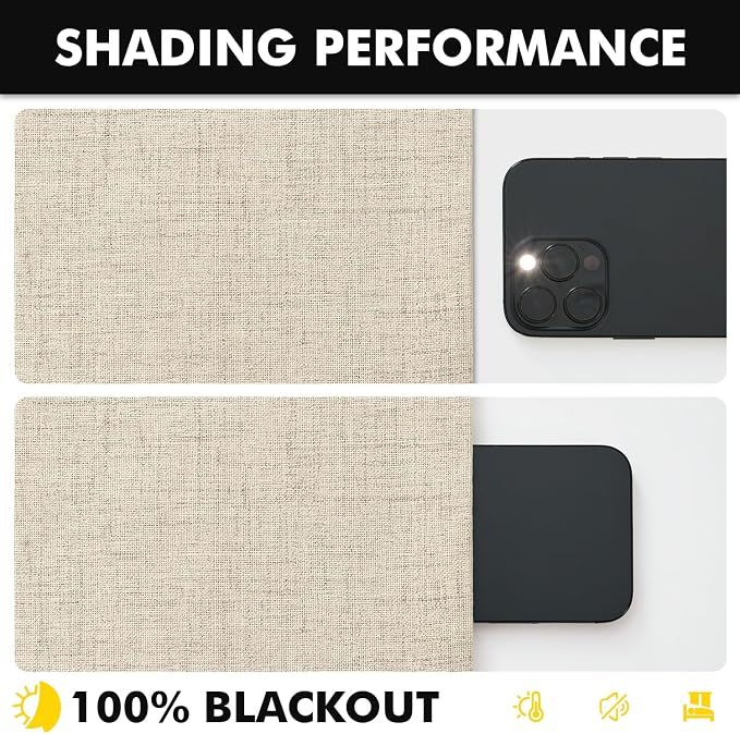 MIULEE 100% Blackout Linen Curtains 42 x 72 Inch Cobblestone 2 Panels | Thermal - Image 7