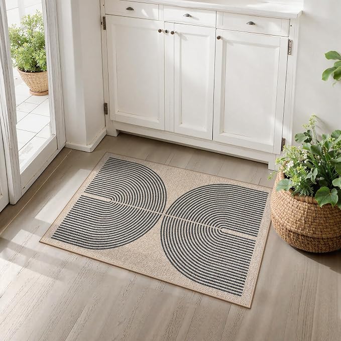 Lahome Enfys Rainbow Easy Jute Rug, Farmhouse Nature Washable Non Shedding Low - Image 6