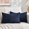Fancy Homi 2 Packs Navy Blue Lumbar Decorative Throw Pillow Covers 16x28 Inch by Fancy+Homi