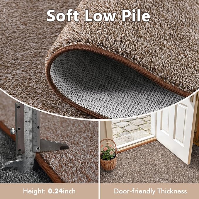 2x10 Coffee/White Runner Rug Washable Non-Slip - Image 5