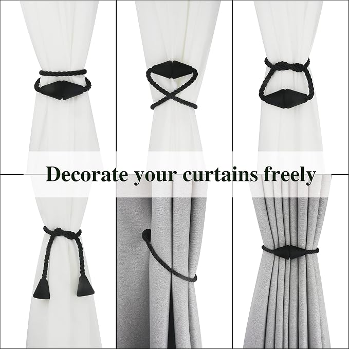 6 Pack Magnetic Curtain Tiebacks Rope Modern Handmade Curtain Tie Backs - Image 5