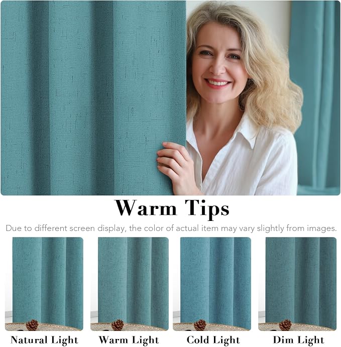 H.VERSAILTEX Linen Blackout Curtains 63 Inches Long 100% Absolutely Blackout - Image 5