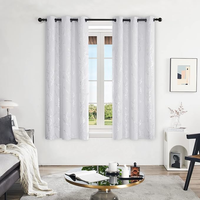 Deconovo Greyish White Curtains, Room Darkening Short Curtain, Thermal - Image 2