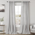 Nanspring Grey Linen Semi Sheer Curtains 108 Inches Long 2 Panels Back Tab Loop by Nanspring