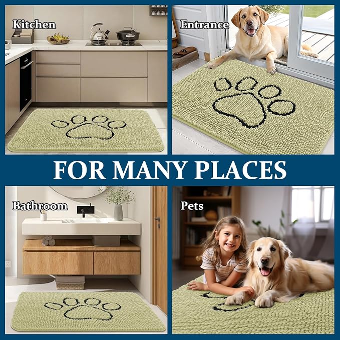 OLANLY Dog Door Mat for Muddy Paws 30x20, Paw Print Design, Absorbs Moisture - Image 8