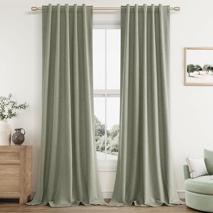 Sage Green 100% Blackout Curtains 84 Inch Length 2 Panels Set by Guken