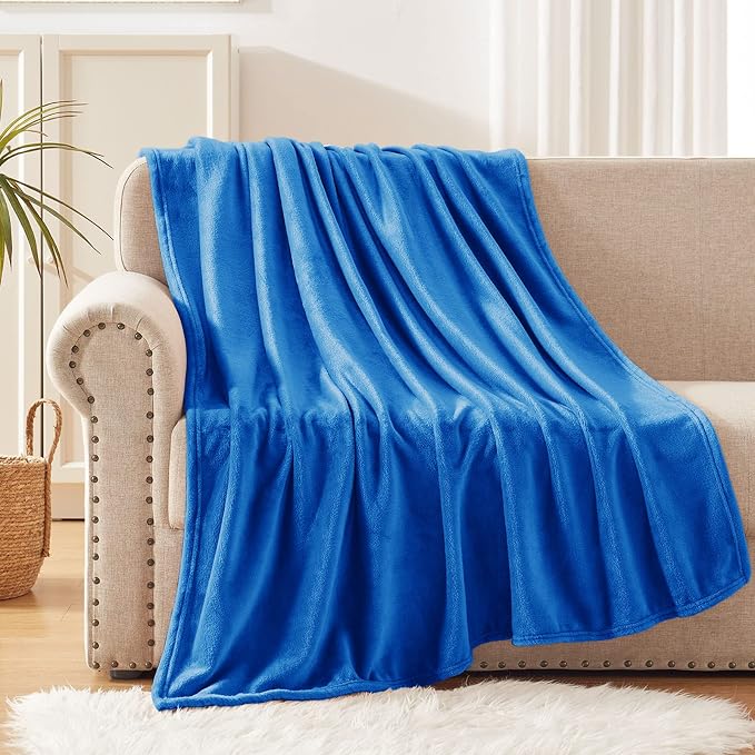 Exclusivo Mezcla Fleece Cobalt Blue Throw Blanket - Image 4