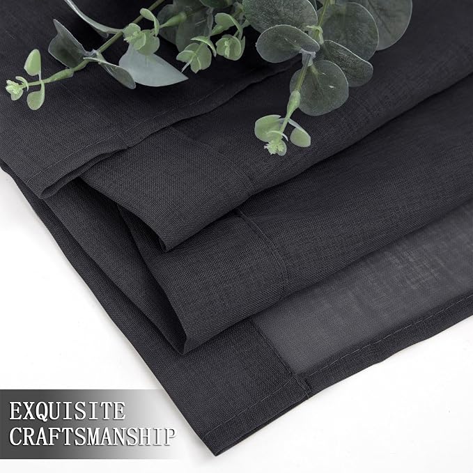 Tollpiz Sheer Tier Curtains Kitchen Linen Textured Half Curtain Sheers Light - Image 7