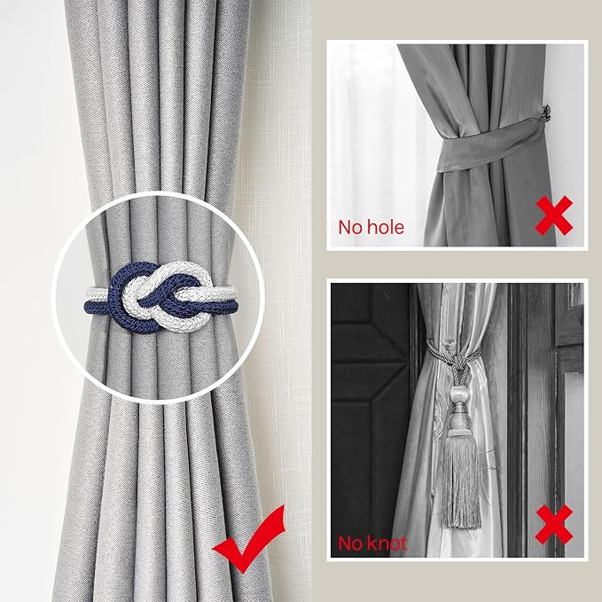 NICEEC 4 Pack Mini Magnetic Curtain Tiebacks Nordic Simple Style Drape Tie - Image 2