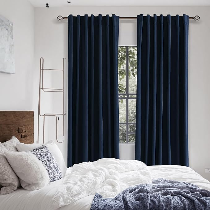 Guken Navy Blue 100% Blackout Curtains 96 Inch Length 2 Panels Set - Image 8