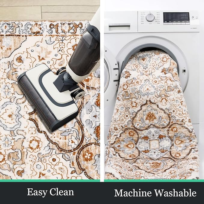 HEBE Hallway Runner Rug 2'x8' Washable Vintage Distressed Area Rugs Non Slip - Image 5