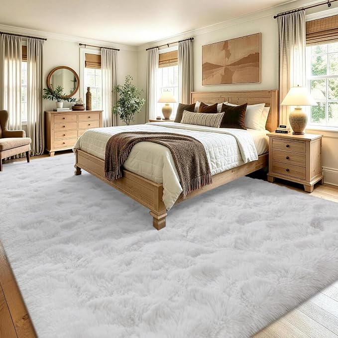 8x10 Extra Large White Fluffy Area Rug Non-Slip - Image 4