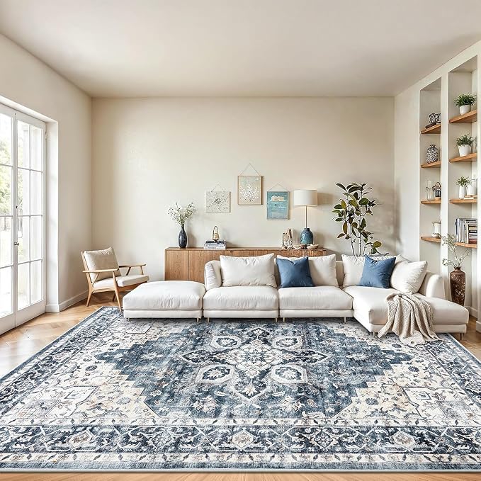 AMADA HOMEFURNISHING 10x14 Washable Area Rug, Low-Profile Large Area Rug - Image 7