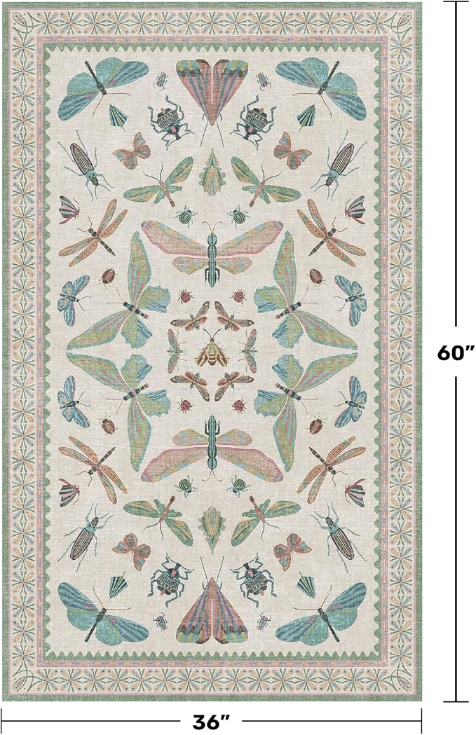 Washable Sage Green Large Entryway Rug, 3x5 Area Rugs - Image 2