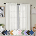 Simplebrand Ivory Semi Sheer Curtains 45 Inch Length 2 Panels, Geometric by Simplebrand