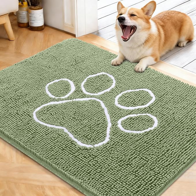 OLANLY Dog Door Mat for Muddy Paws 40x32, Paw Print Design, Absorbs Moisture by OLANLY
