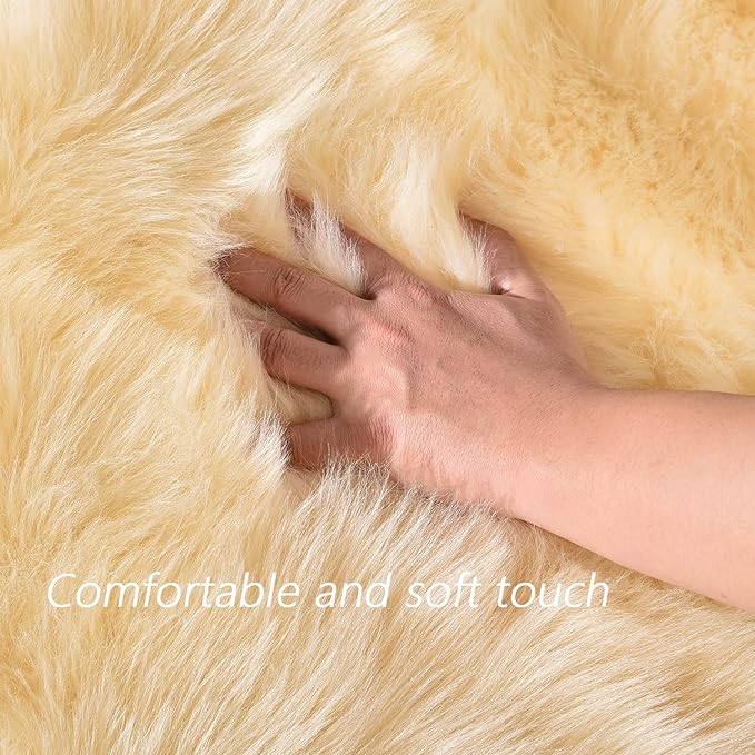 Latepis Yellow Rugs for Living Room Faux Sheepskin 5x6.7 Fuzzy Rugs Washable - Image 4