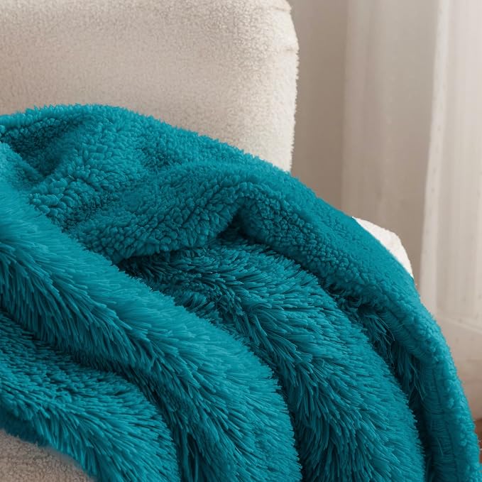 Bedsure GentleSoft Fluffy Turquoise Teal Throw Blanket, Teal Decor Cozy Gifts - Image 4